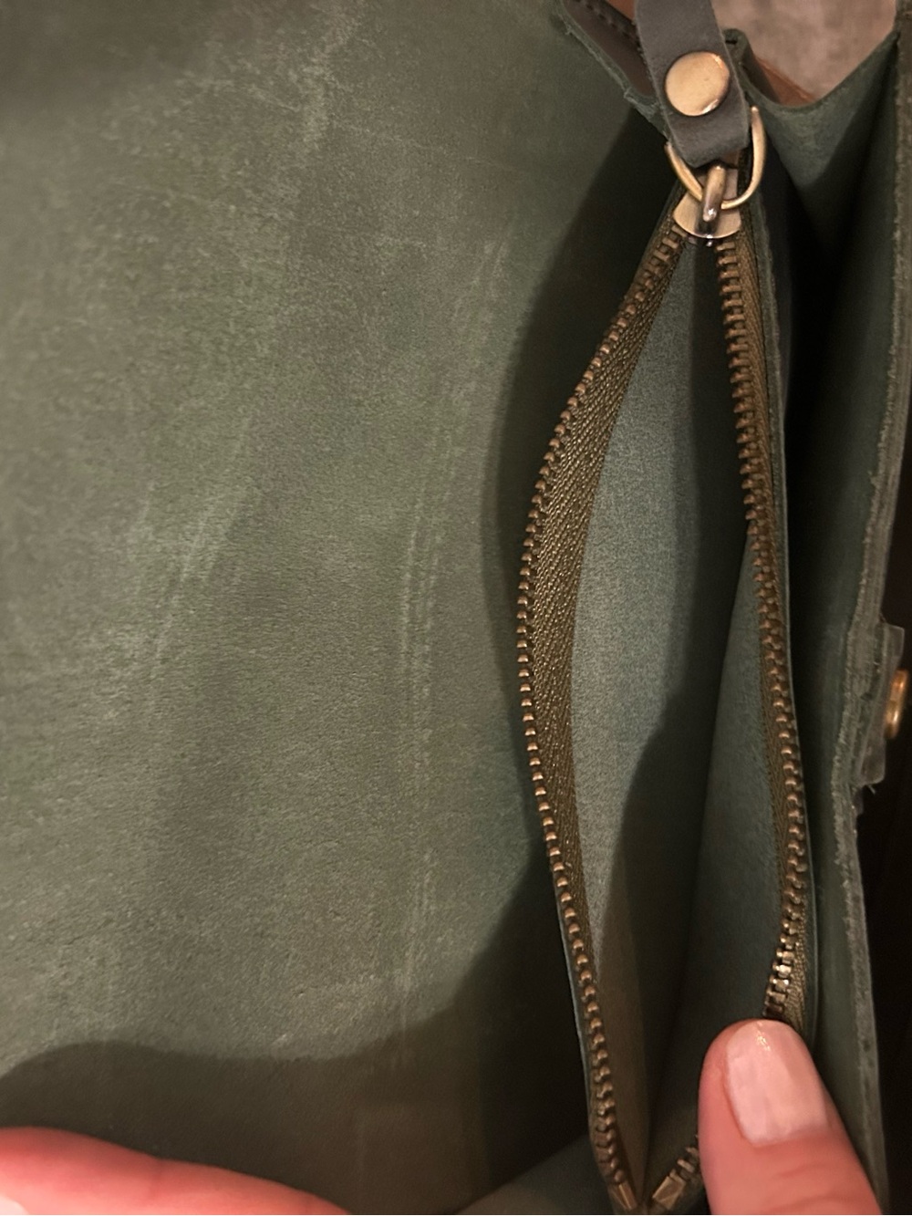 Vintage Style Green Leather Trifold Long Wallet Envelope - Picture 5 of 7